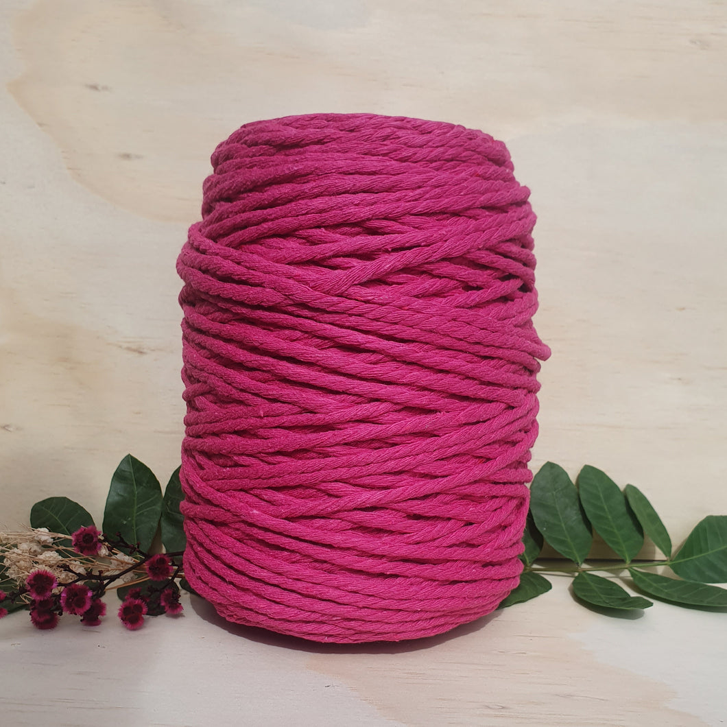 Magenta Cotton Macrame Cord - 4mm 3ply twisted 1kg