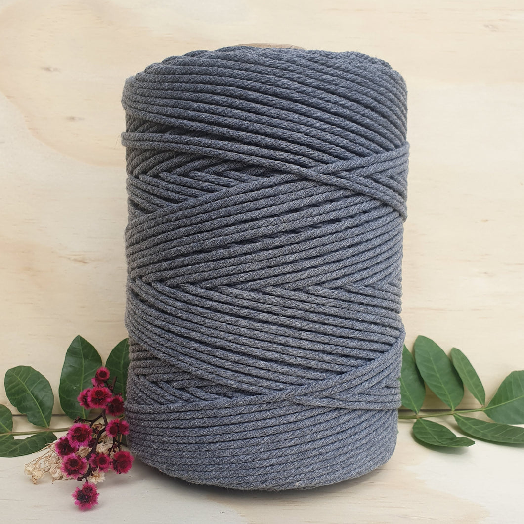 Slate Grey Cotton Macrame Cord - 4mm 4ply twisted 1kg