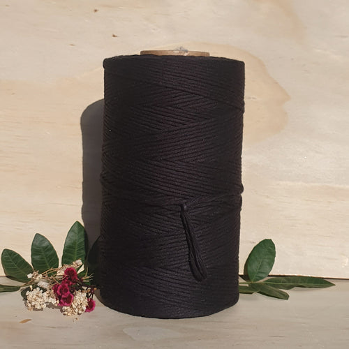 Black Single Twist Macrame String- 4mm 1kg