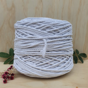 White Cotton Macrame Cord - 5mm 3ply twisted 2.5kg