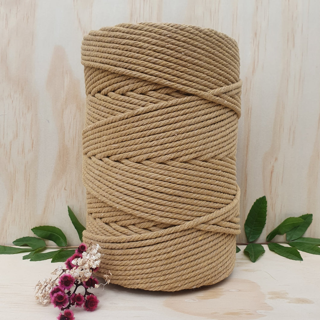 Sepia Beige Cotton Macrame Cord - 3mm 4ply twisted 1kg