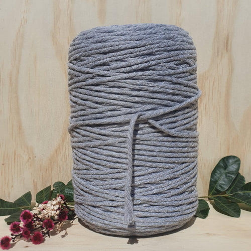 Soft Grey Cotton Macrame Cord - 3mm 3ply twisted 1kg