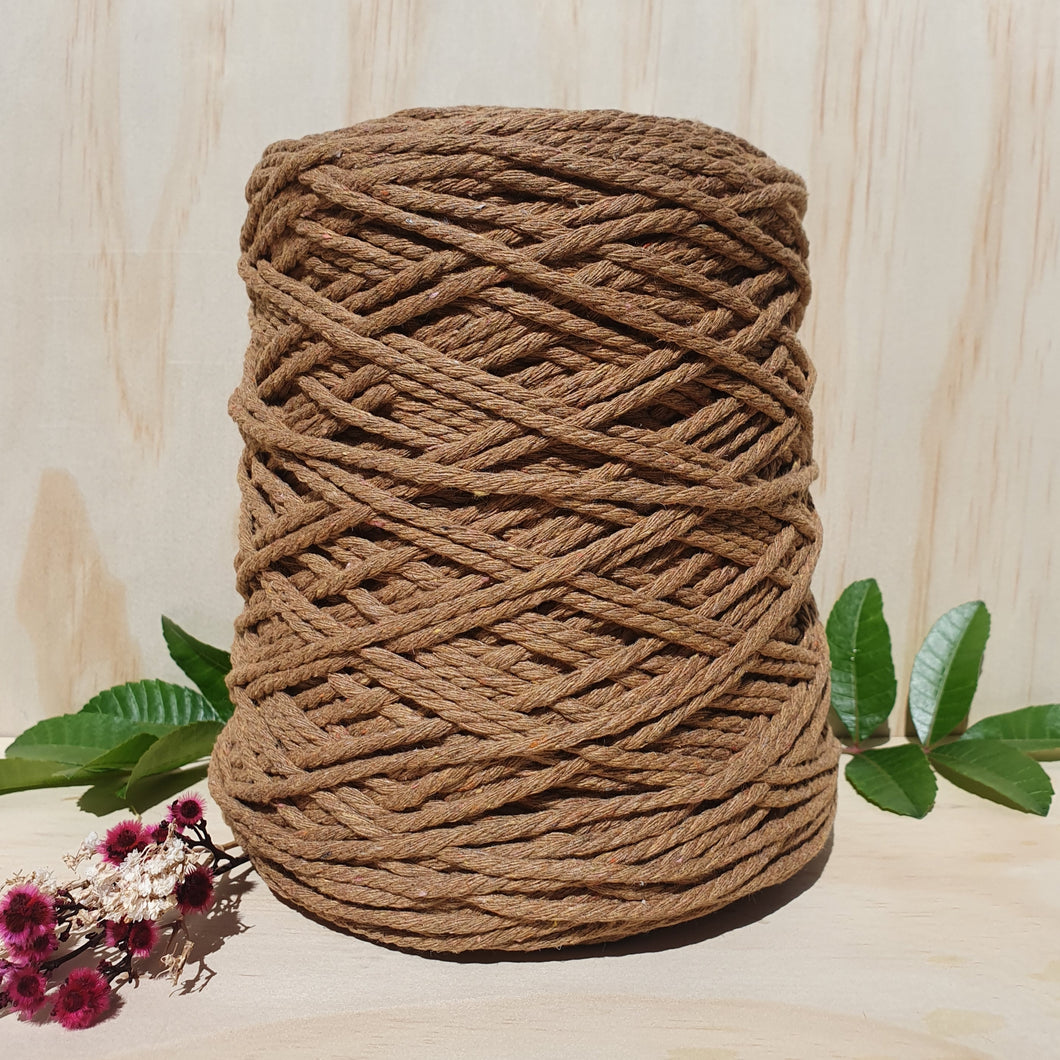 Pecan Brown Cotton Macrame Cord - 3mm 3ply twisted 1kg