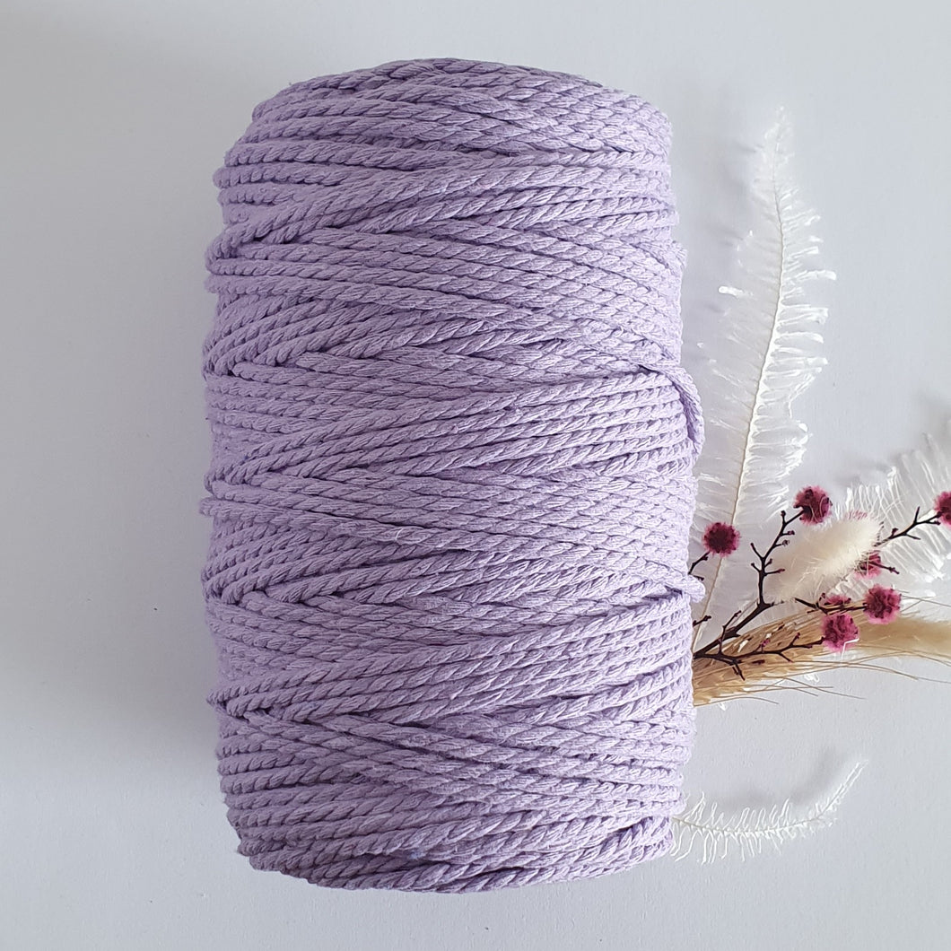 Lilac Cotton Macrame Cord - Eco range 4mm 3ply twisted 1kg
