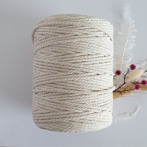Natural Cotton Macrame Cord-Eco range 4mm 3ply twisted 1kg