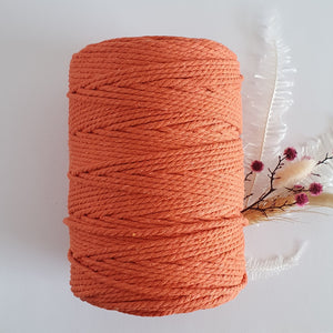 Tangerine Orange Cotton Macrame Cord - Eco range 4mm 3ply twisted 1kg