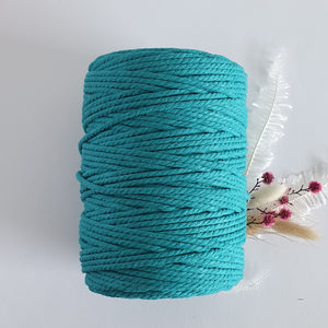 Tahitian Teal Cotton Macrame Cord - Eco range 4mm 3ply twisted 1kg