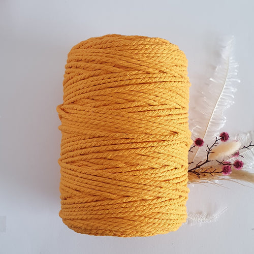 Marigold Macrame Cord - Eco range 4mm 3ply twisted 1kg