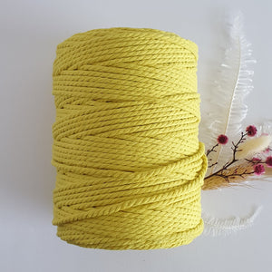 Daffodil Yellow Macrame Cord - Eco range 4mm 3ply twisted 1kg