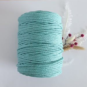 Aqua Cotton Macrame Cord - Eco range 4mm 3ply twisted 1kg