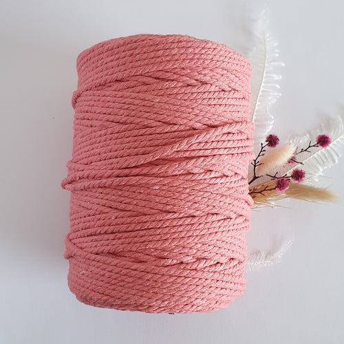 Coral Pink Macrame Cord - Eco range 4mm 3ply twisted 1kg