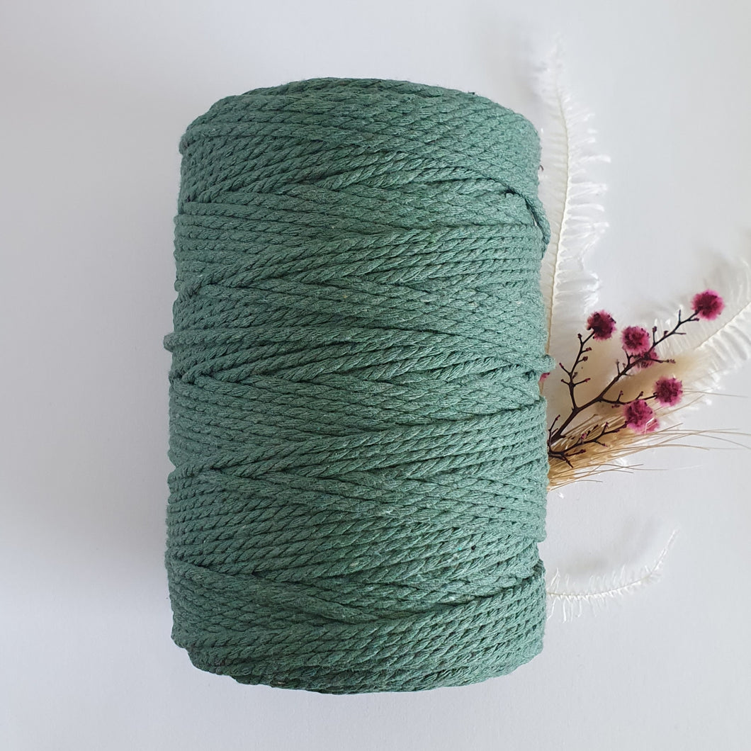 Alpine Green Cotton Macrame Cord - Eco range 4mm 3ply twisted 1kg