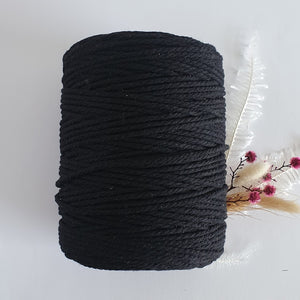 Black Macrame Cord - Eco range 4mm 3ply twisted 1kg