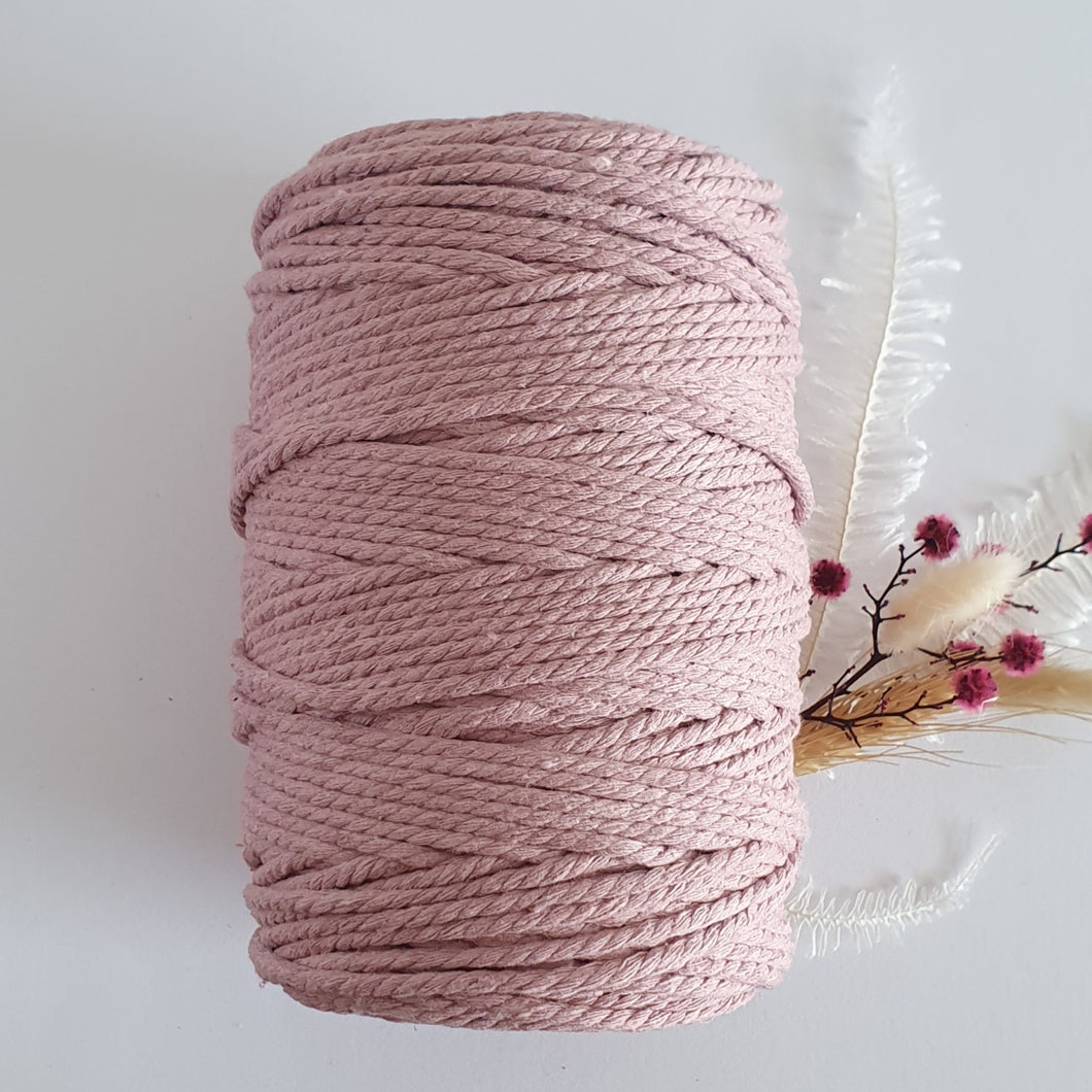 Dusty Rose Cotton Macrame Cord - Eco range 4mm 3ply twisted 1kg