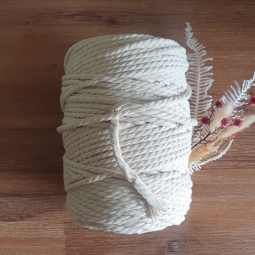 Natural Cotton Macrame Cord-Eco range 5mm 3ply twisted 1kg