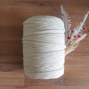 Natural Cotton Macrame Cord-Eco range 4mm 3ply twisted 1kg