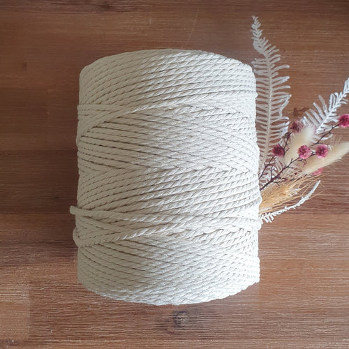 Natural Cotton Macrame Cord-Eco range 3mm 3ply twisted 1kg