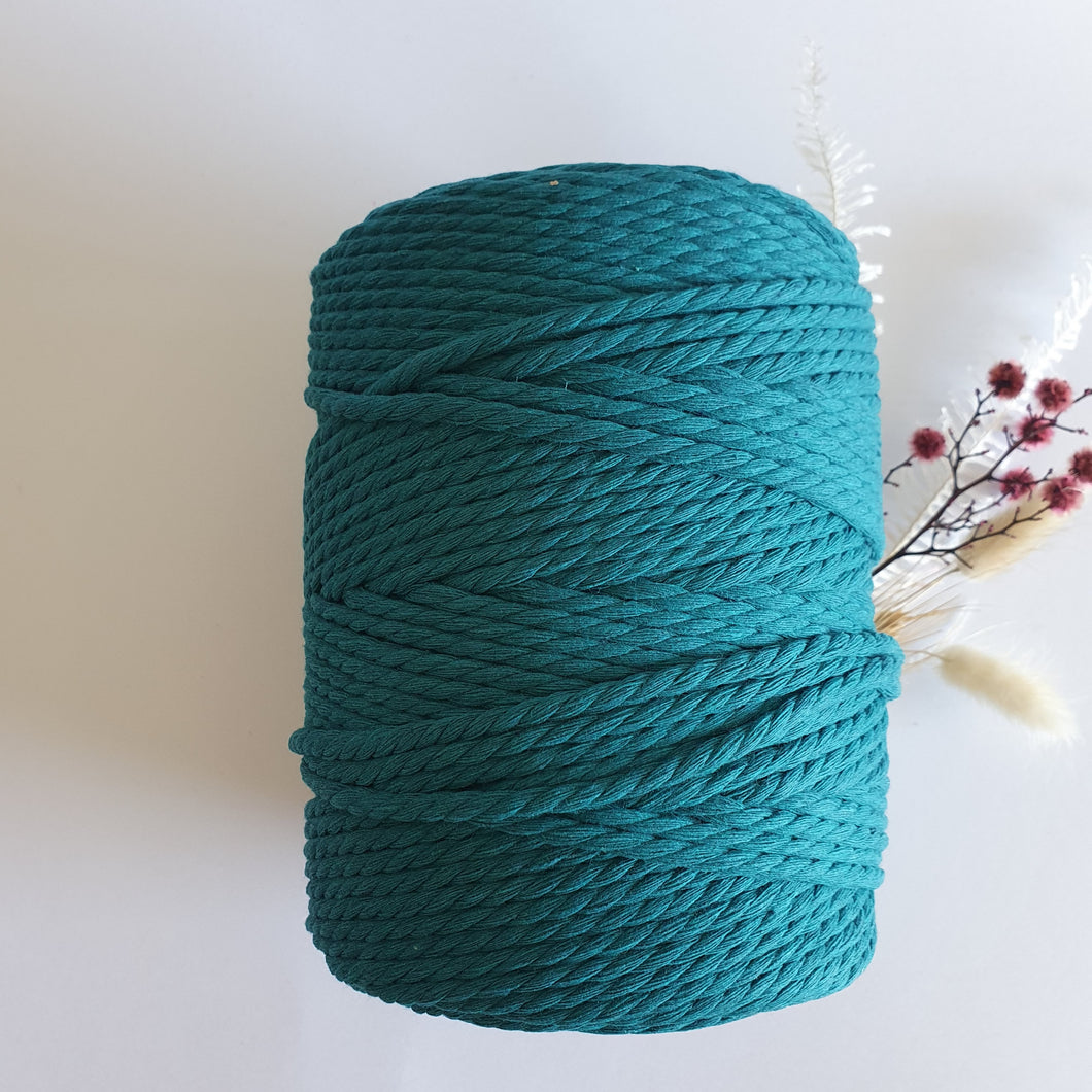 Deep Teal Macrame Cord - Eco range 4mm 3ply twisted 1kg