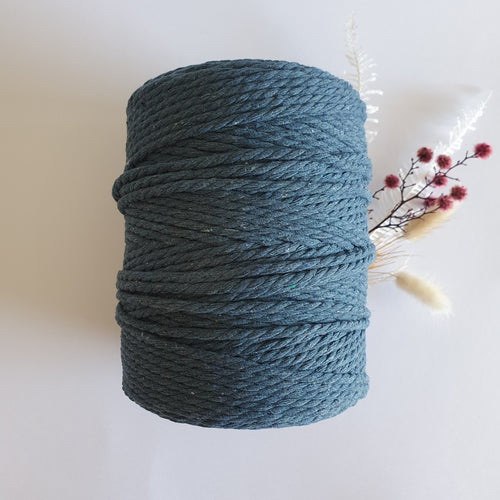 Denim Blue Macrame Cord - Eco range 4mm 3ply twisted 1kg