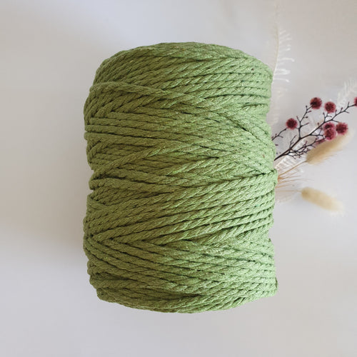 Clover Green Macrame Cord - Eco range 4mm 3ply twisted 1kg