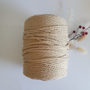 Sand Macrame Cord - Eco range 4mm 3ply twisted 1kg