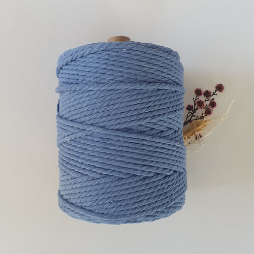 Lagoon Blue Cotton Macrame Cord - Eco range 4mm 3ply twisted 1kg