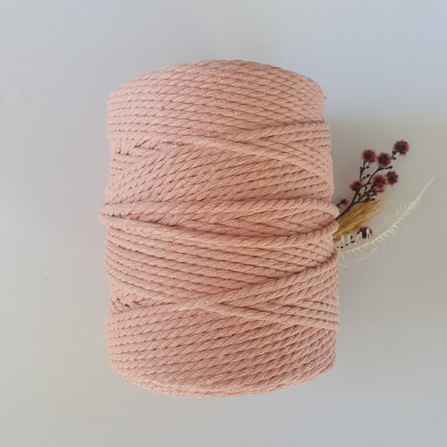 Peach Cotton Macrame Cord - Eco range 4mm 3ply twisted 1kg