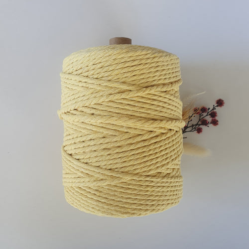 Lemon Yellow Cotton Macrame Cord - Eco range 4mm 3ply twisted 1kg