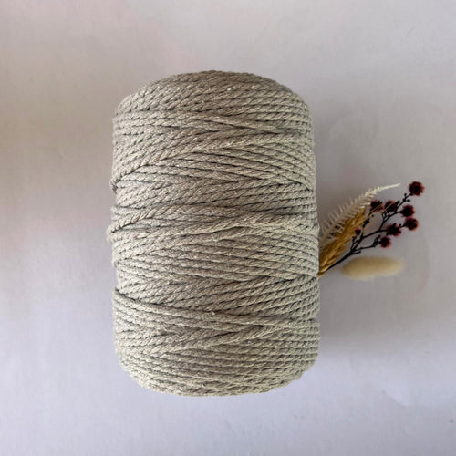 Light Linen Macrame Cord - Eco range 4mm 3ply twisted 1kg